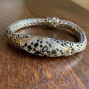 Rare John Hardy Lava Blue Elliptical Station Bracelet Sterling Silver 18K Gold